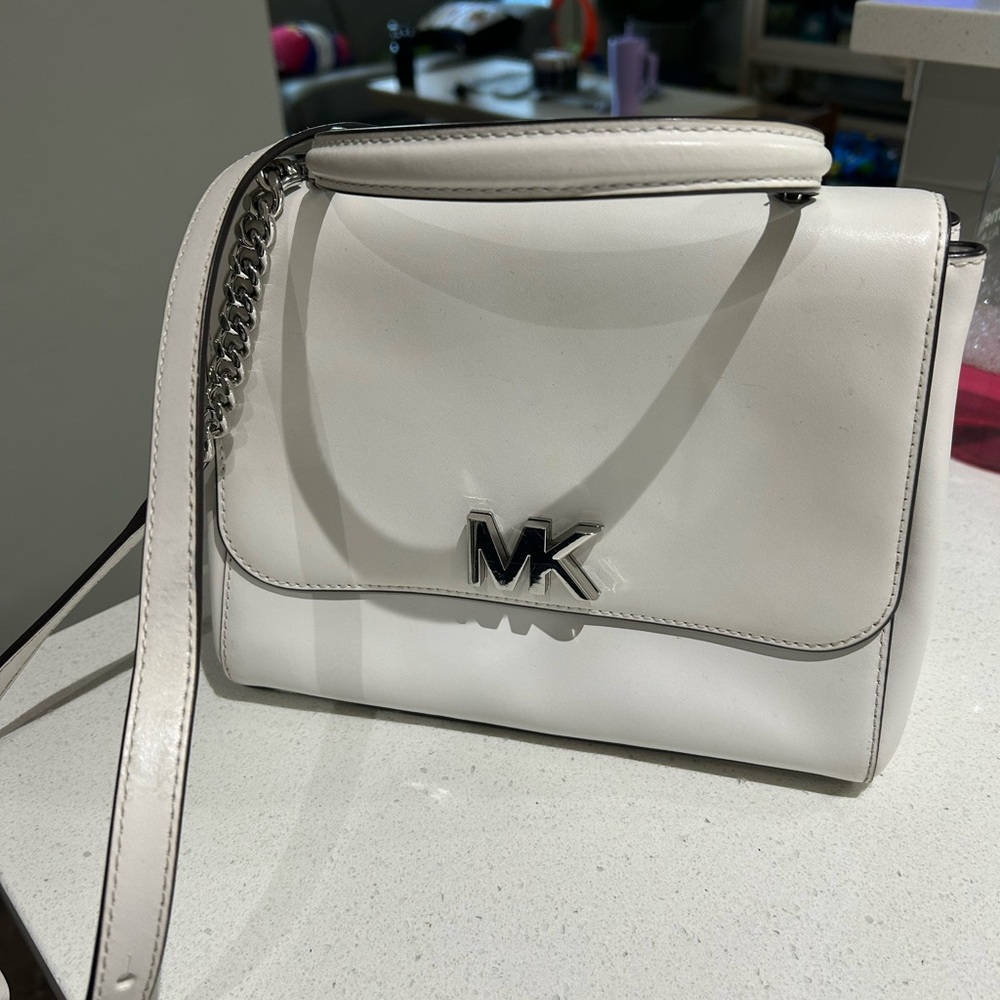 Michael Kors Cream Shoulder Bag with Silver Accents